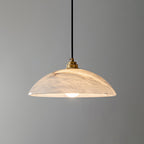 Ritta Minimalist Alabaster Brass Dome Pendant Light - image 9