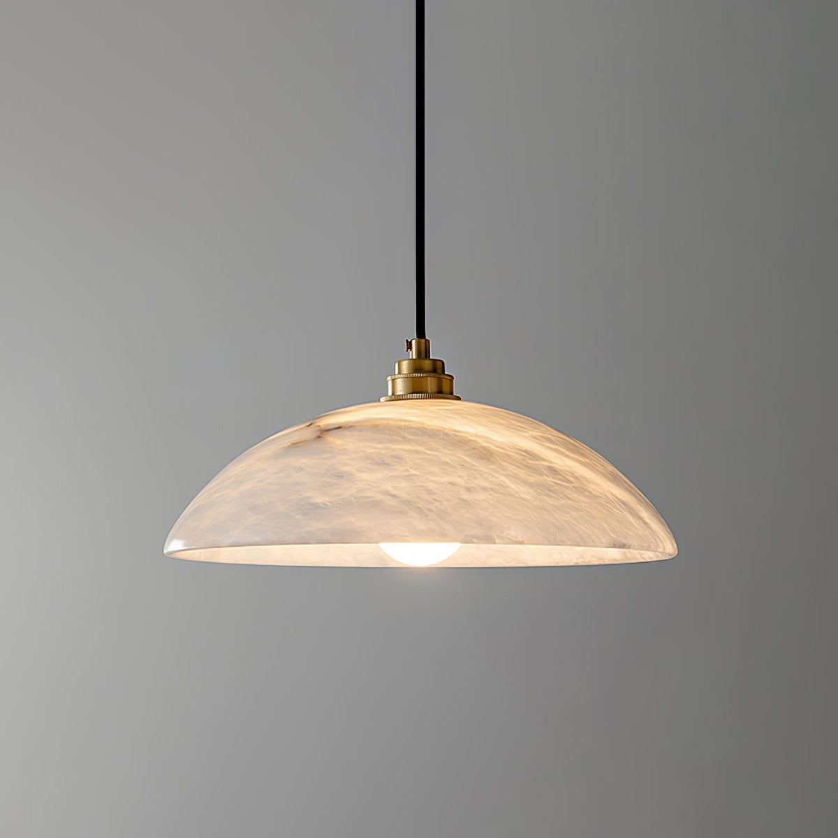 Ritta Minimalist Alabaster Brass Dome Pendant Light - image 9