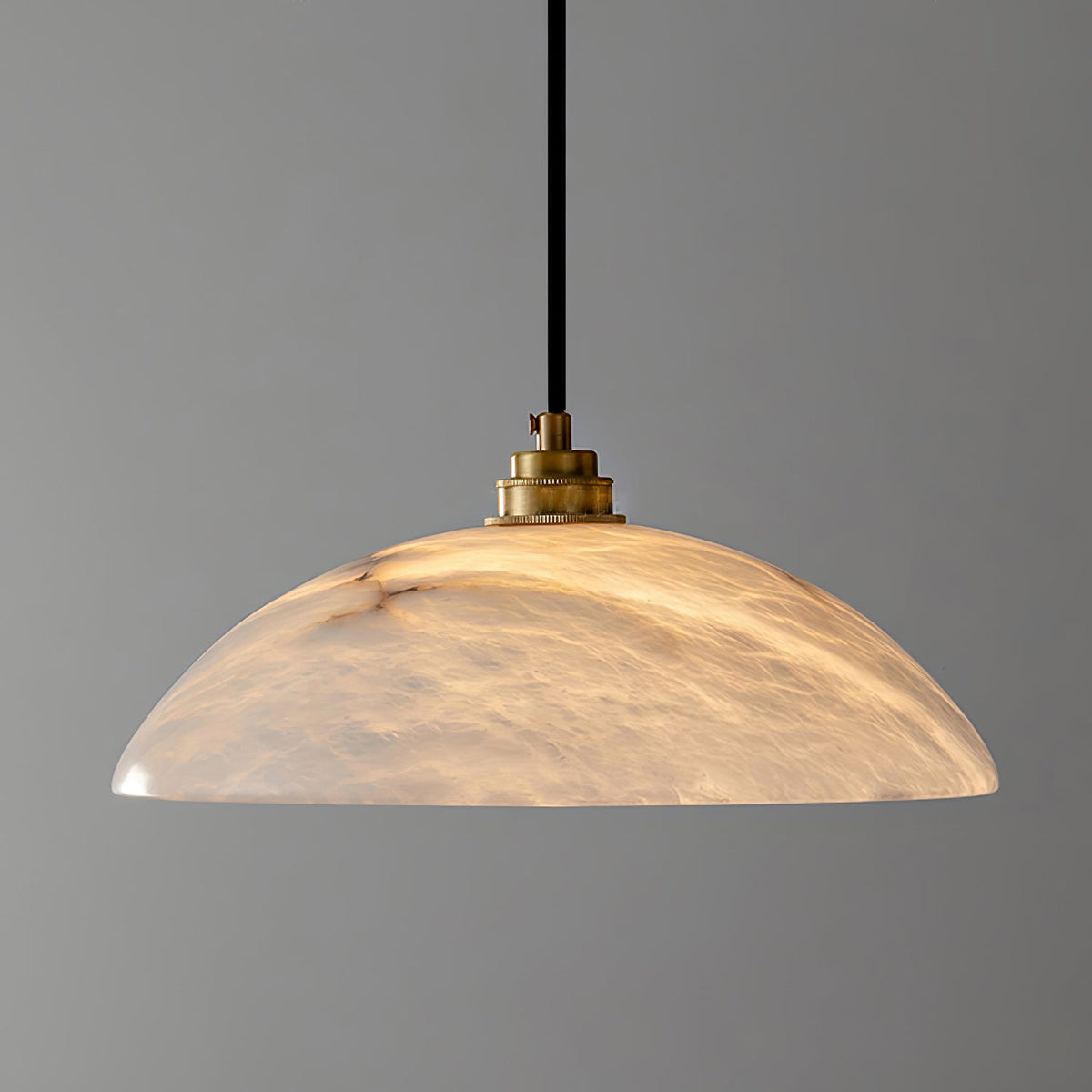 Ritta Minimalist Alabaster Brass Dome Pendant Light - image 10