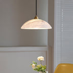 Ritta Minimalist Alabaster Brass Dome Pendant Light - image 2