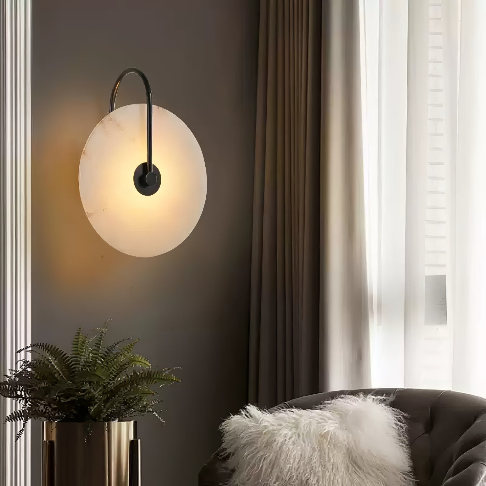 Elaris Alabaster Globe Wall Lamp