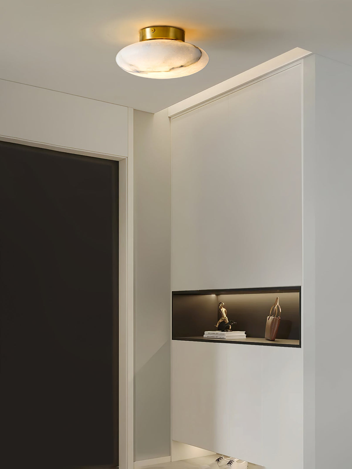 Vanorara Minimalist Alabaster Flush Mount Ceiling Light