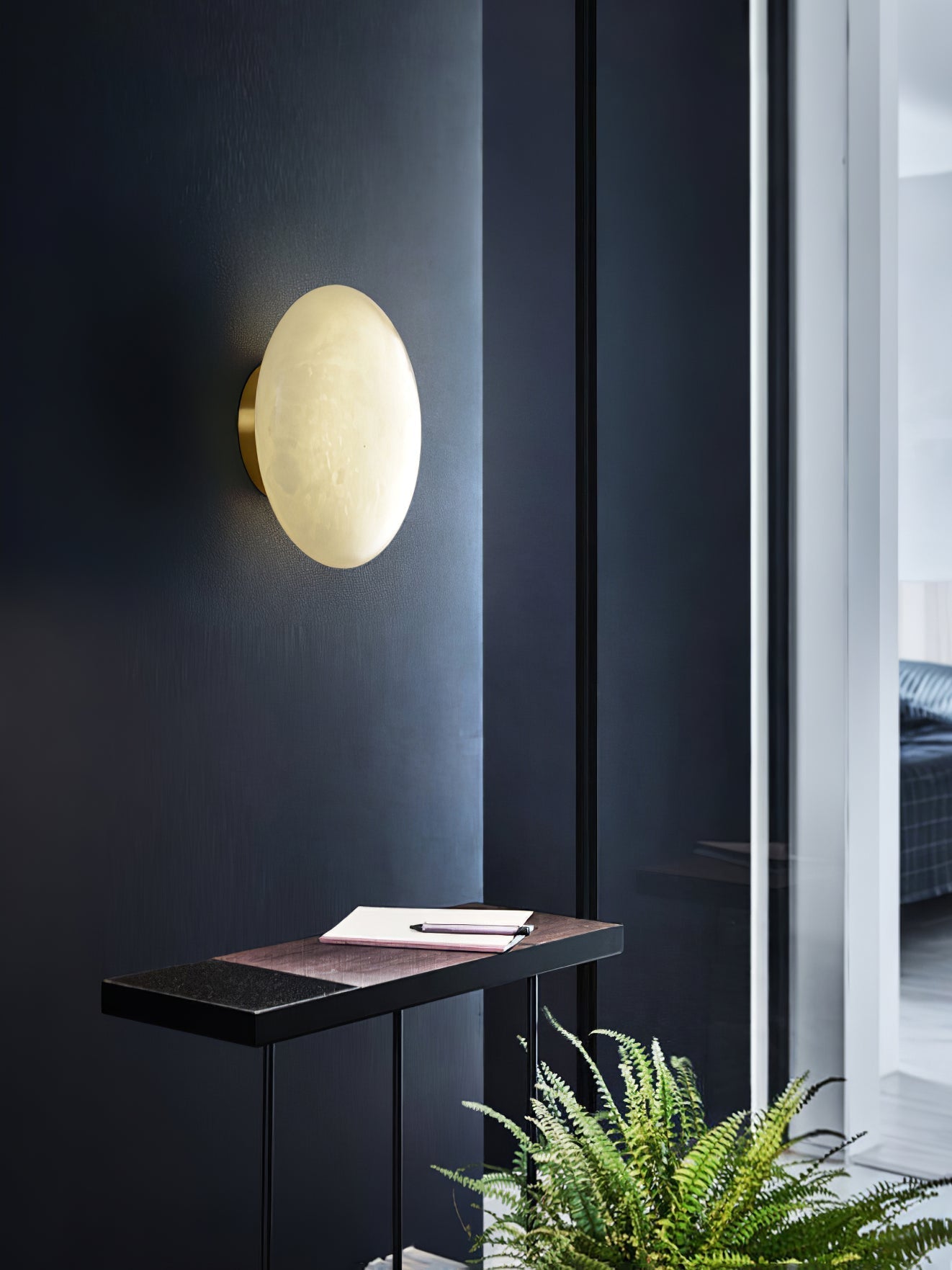 Vanorara Minimalist Alabaster Flush Mount Ceiling Light