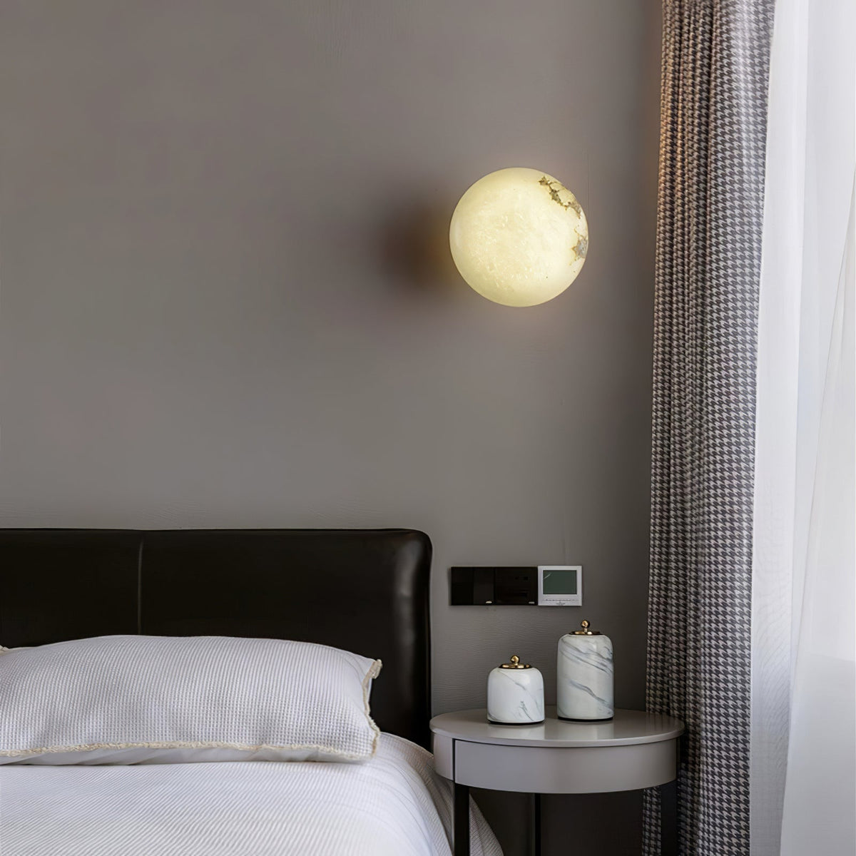 Vanorara Minimalist Alabaster Flush Mount Ceiling Light