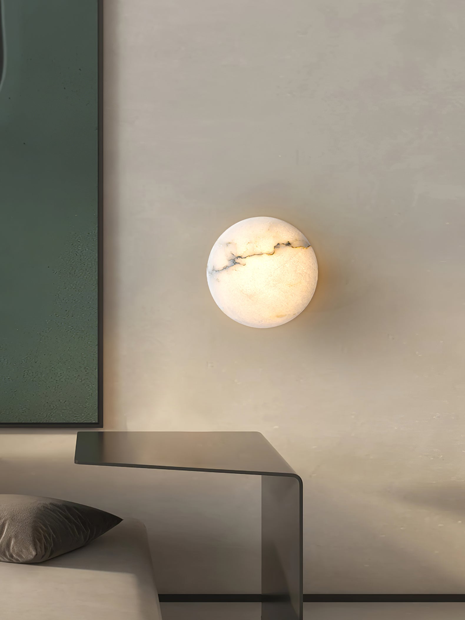 Vanorara Minimalist Alabaster Flush Mount Ceiling Light
