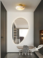 Vanorara Minimalist Alabaster Flush Mount Ceiling Light