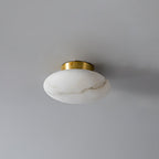 Vanorara Minimalist Alabaster Flush Mount Ceiling Light