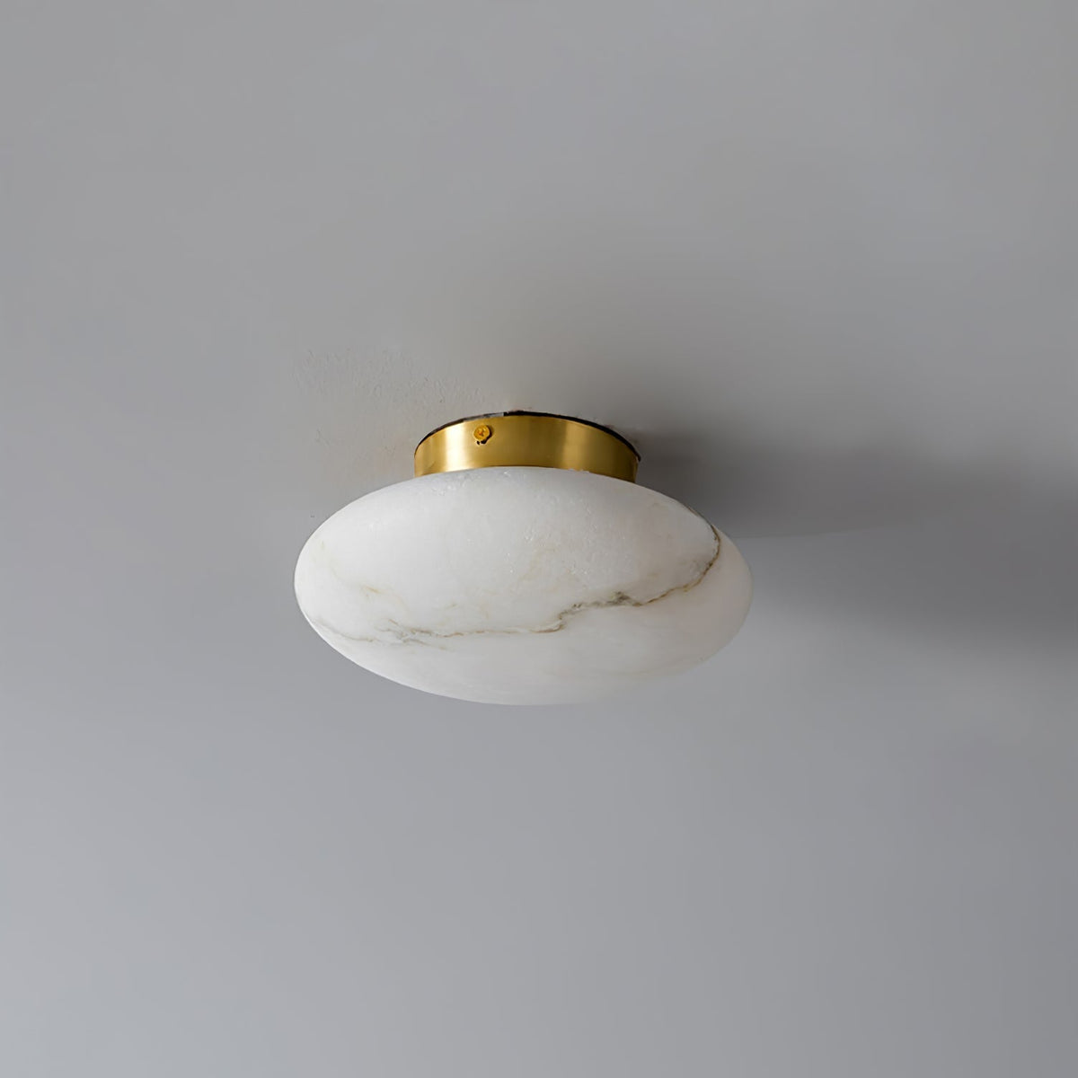 Vanorara Minimalist Alabaster Flush Mount Ceiling Light