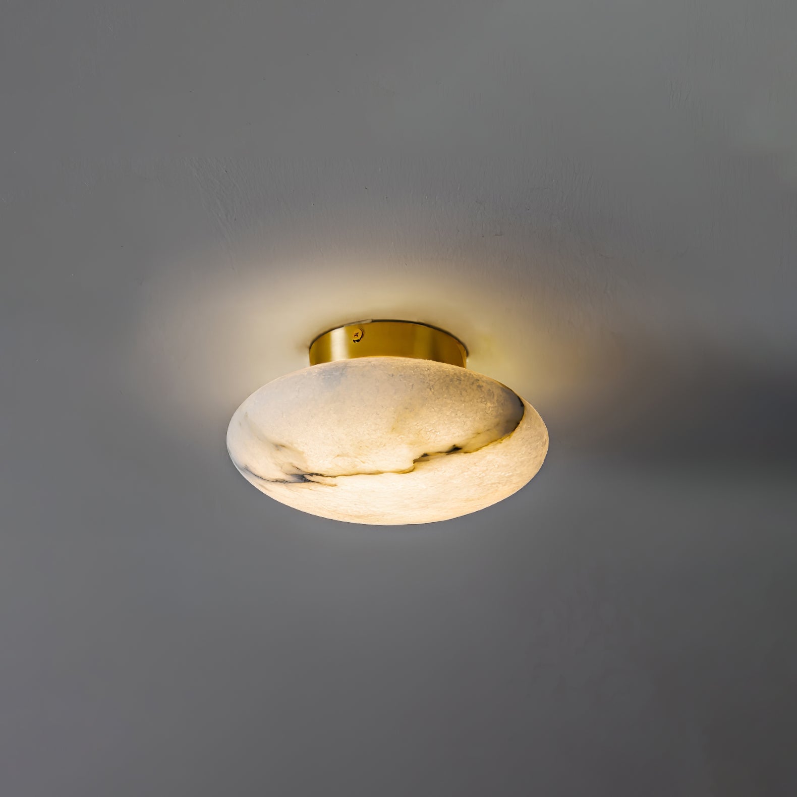 Vanorara Minimalist Alabaster Flush Mount Ceiling Light