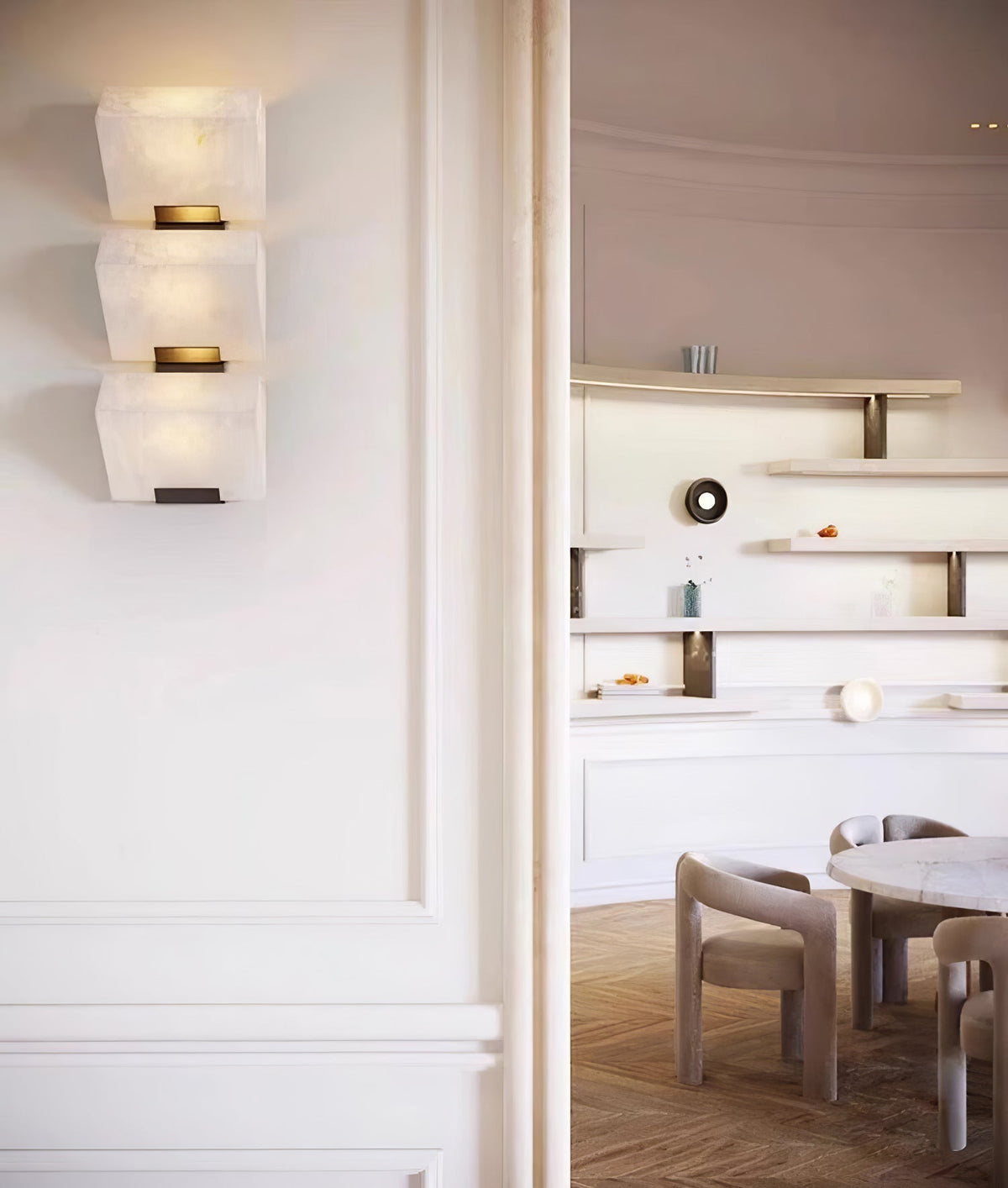 Alabaster Wall Lamp Staircase Sculptural Cubes