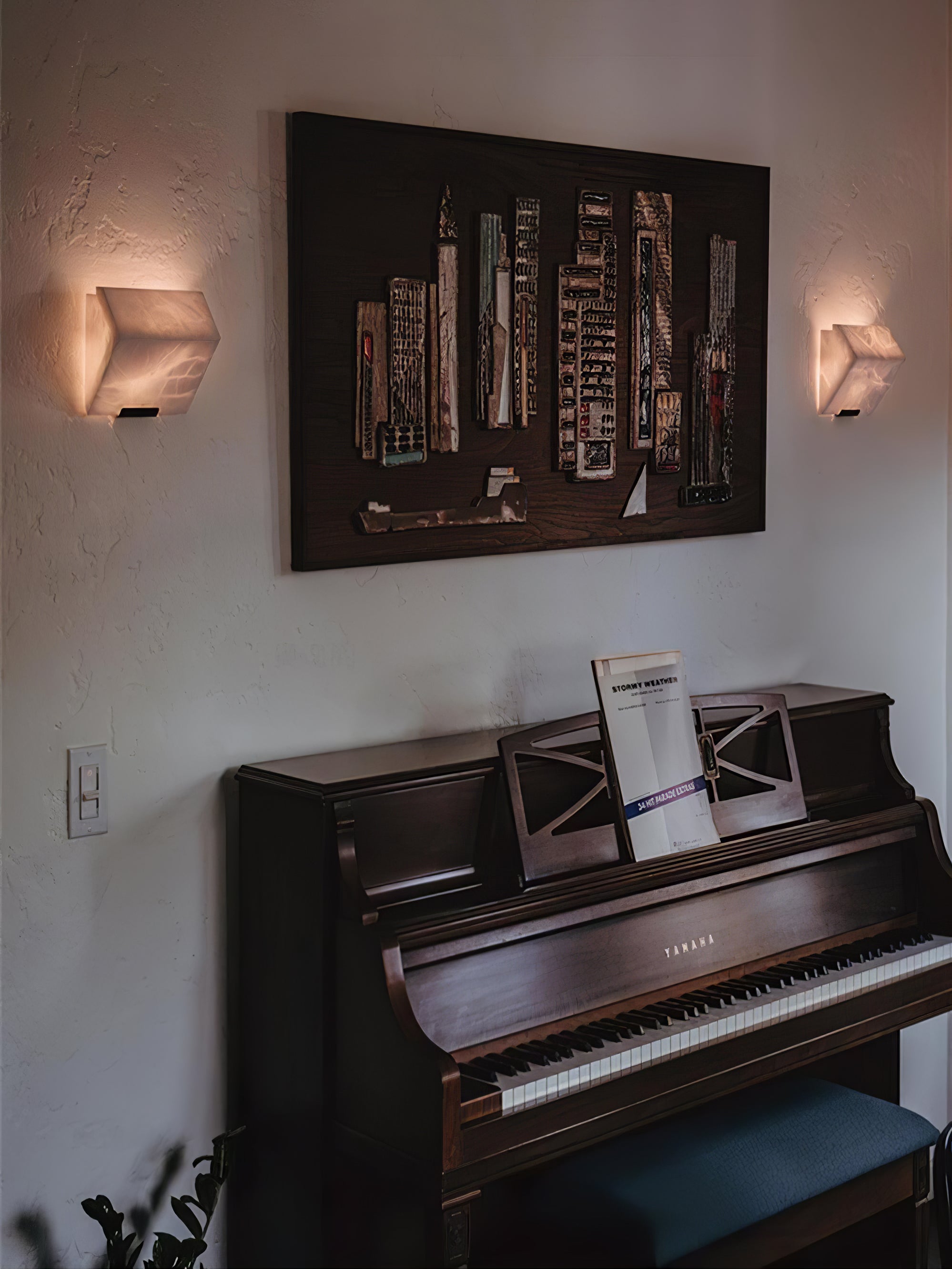 Alabaster Wall Lamp Staircase Sculptural Cubes