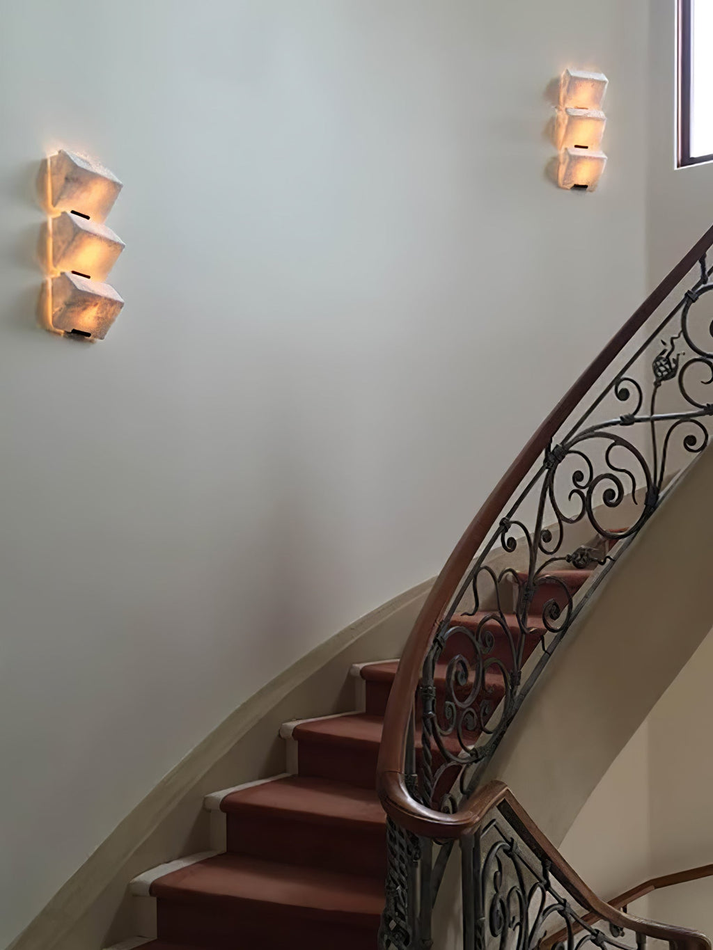 Alabaster Wall Lamp Staircase Sculptural Cubes