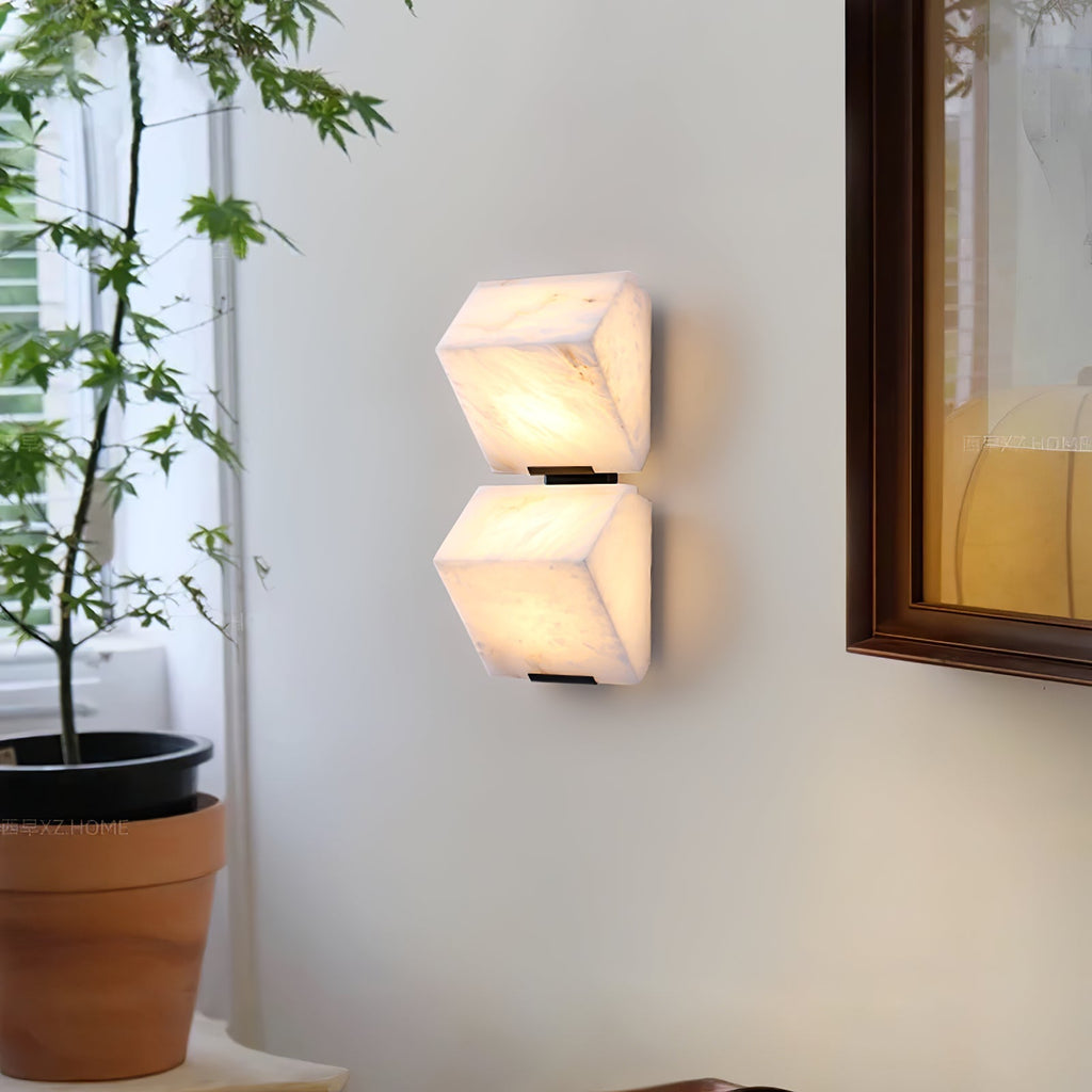 Alabaster Wall Lamp Staircase Sculptural Cubes