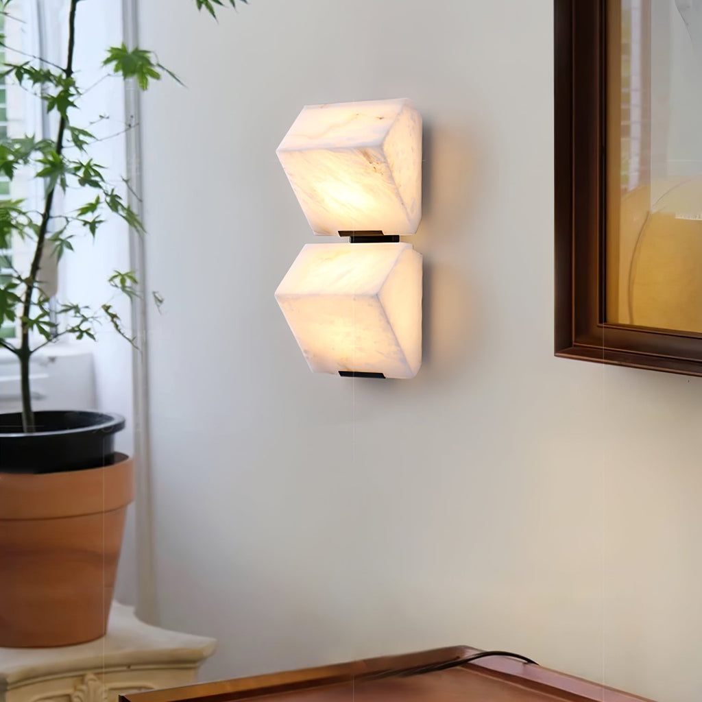 Alabaster Wall Lamp Staircase Sculptural Cubes