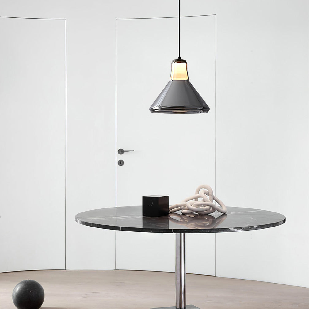 Alain Pendant Lamp Chrome Glass Shade Adjustable Height Modern