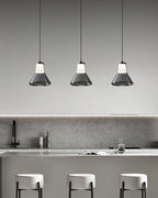 Alain Pendant Lamp Chrome Glass Shade Adjustable Height Modern
