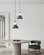 Alain Pendant Lamp Chrome Glass Shade Adjustable Height Modern
