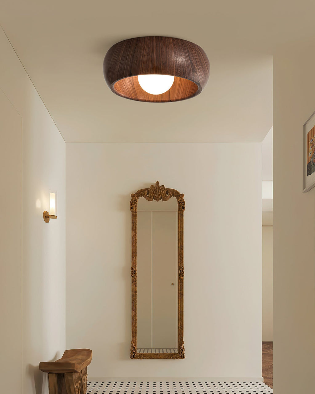Alana Minimalist Wood Finish Fixture Ceiling Light