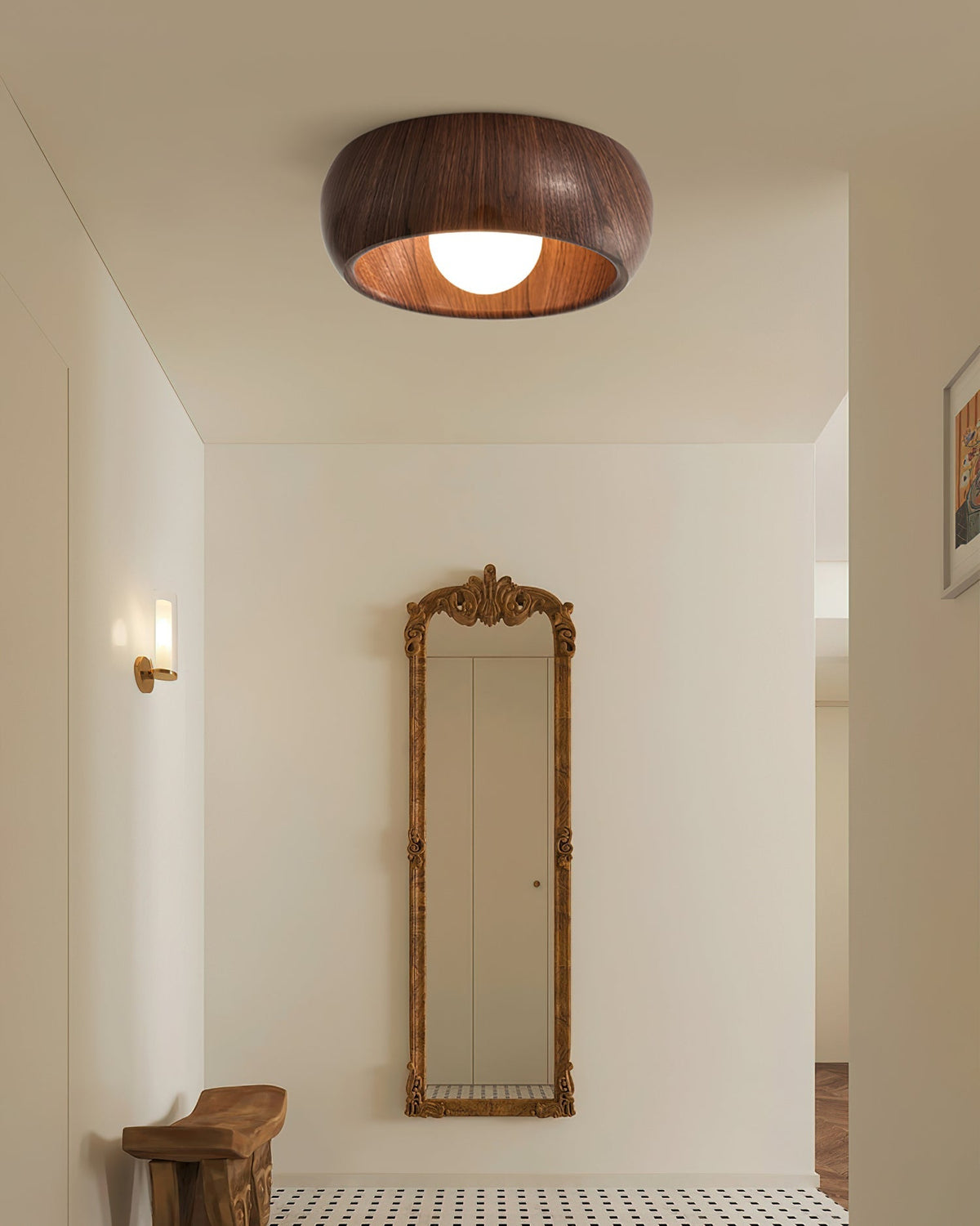 Alana Minimalist Wood Finish Fixture Ceiling Light