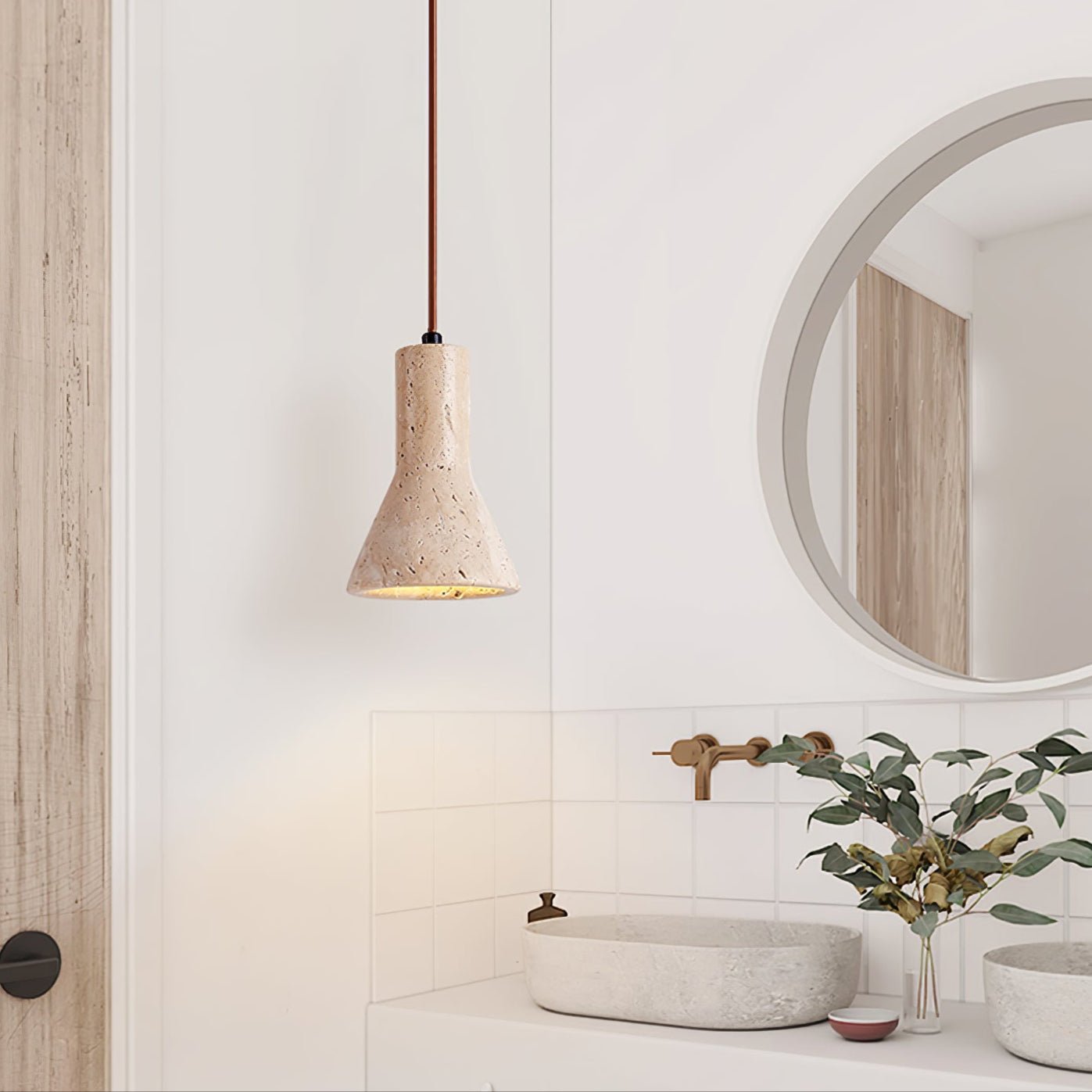 Alchemica Stone Minimalist Travertine Pendant Light