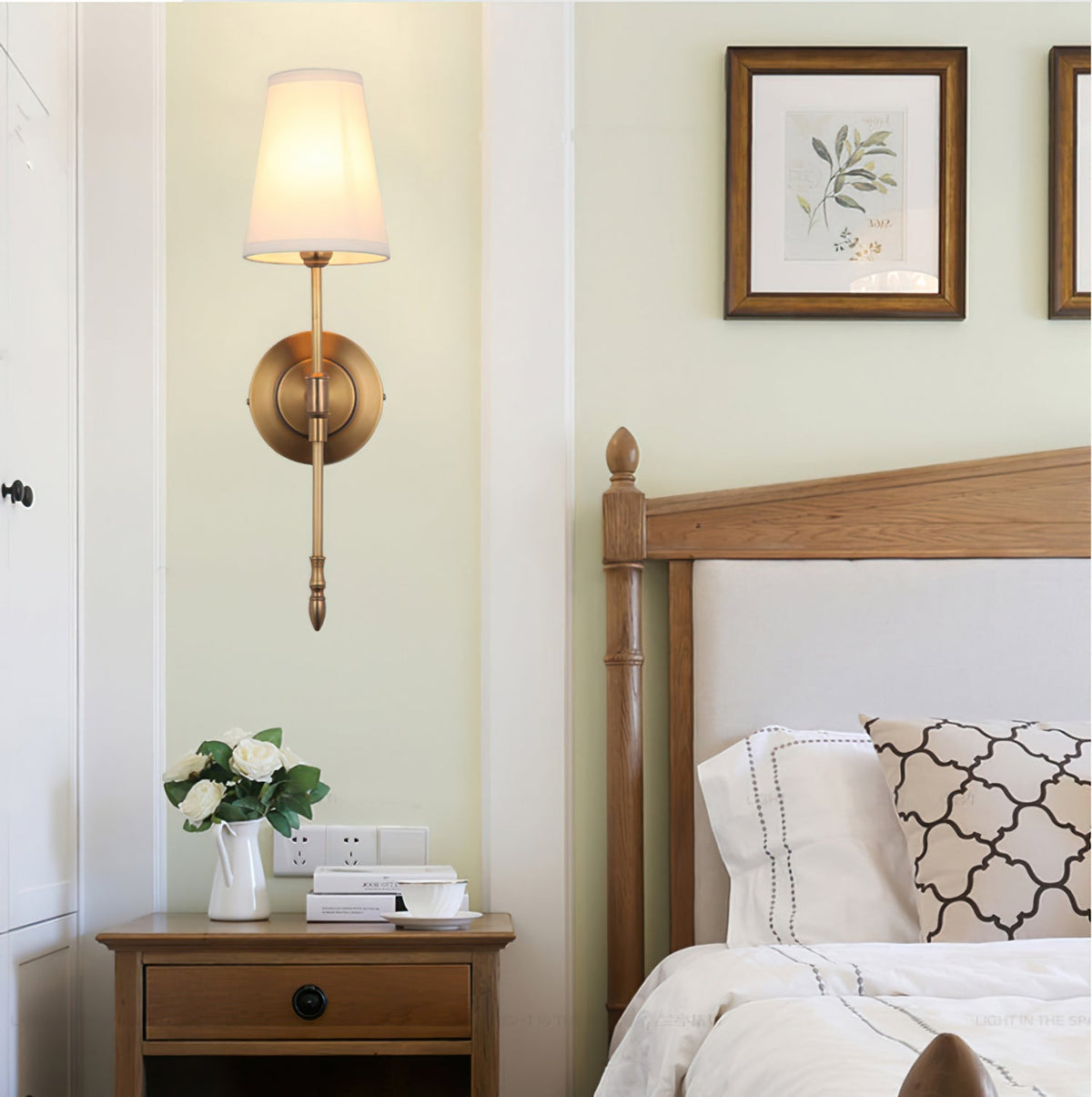Aldex Wall Lamp Brass Fabric Shade