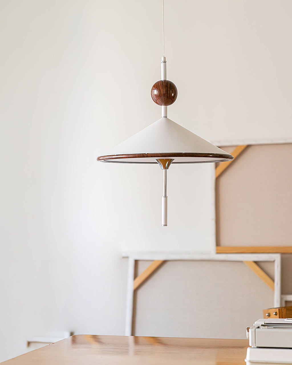 Alien Pendant Lamp Cone Shade Wood Sphere