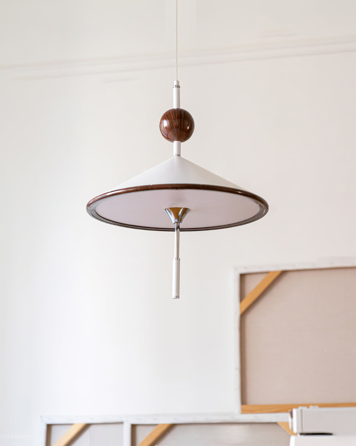 Alien Pendant Lamp Cone Shade Wood Sphere
