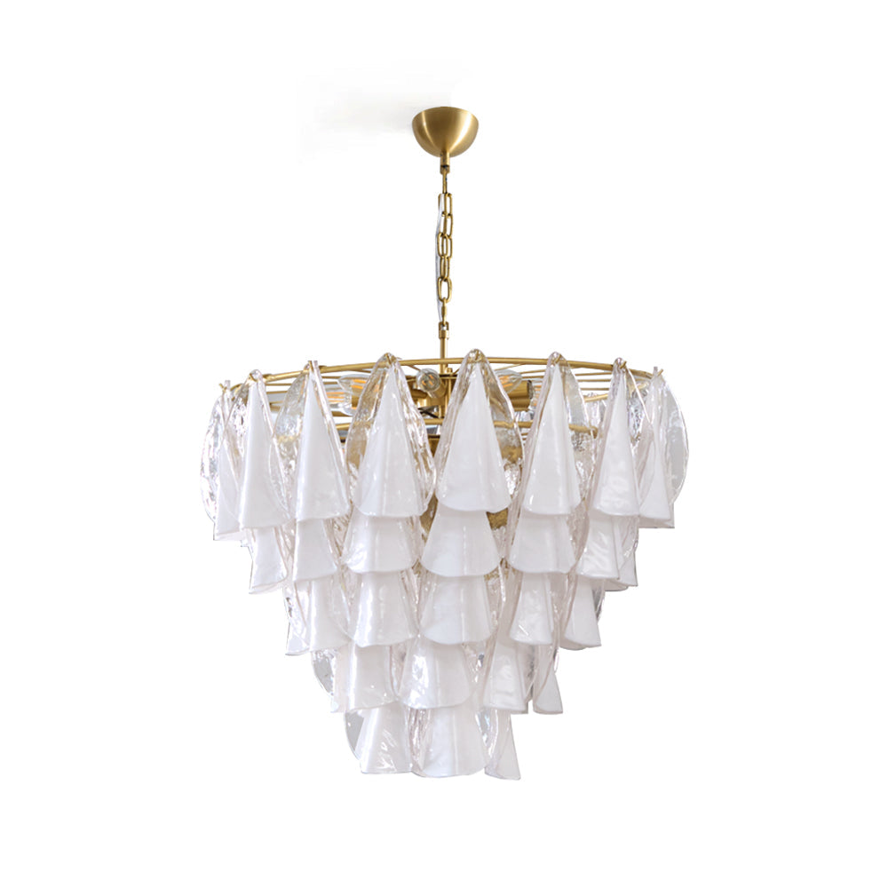 Alira Chandelier Murano Glass White Clear Gold Frame