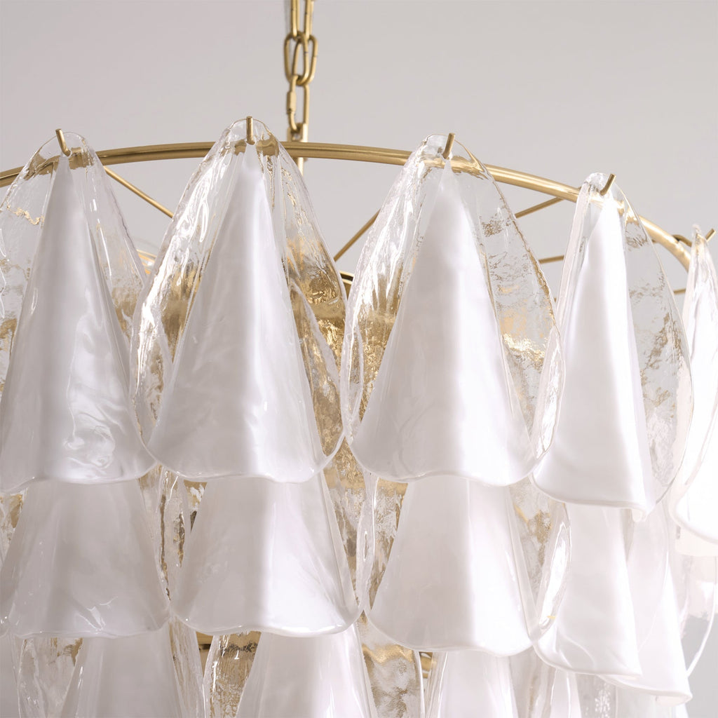 Alira Chandelier Murano Glass White Clear Gold Frame