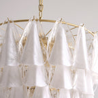 Alira Chandelier Murano Glass White Clear Gold Frame