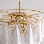 Alira Chandelier Murano Glass White Clear Gold Frame
