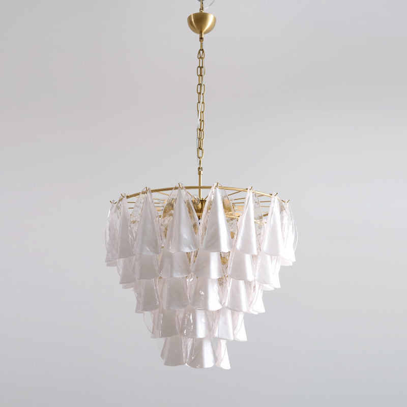 Alira Chandelier Murano Glass White Clear Gold Frame