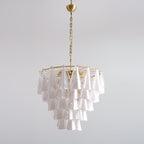 Alira Chandelier Murano Glass White Clear Gold Frame
