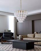 Alira Chandelier Murano Glass White Clear Gold Frame