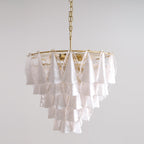 Alira Chandelier Murano Glass White Clear Gold Frame