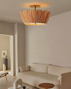Alitzel Ceiling Light Natural Rattan Scalloped Brass Mount