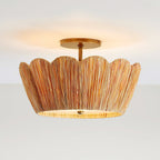 Alitzel Ceiling Light Natural Rattan Scalloped Brass Mount
