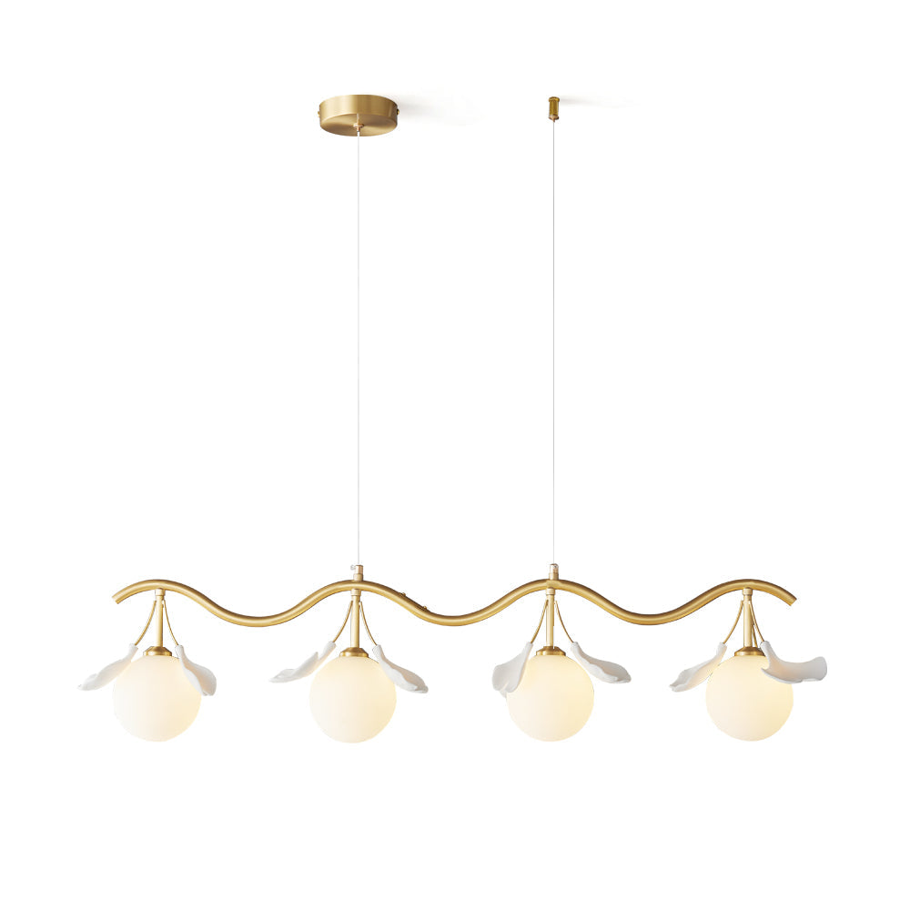 Allanie Gingko Chandelier Brass Globe Leaf Linear