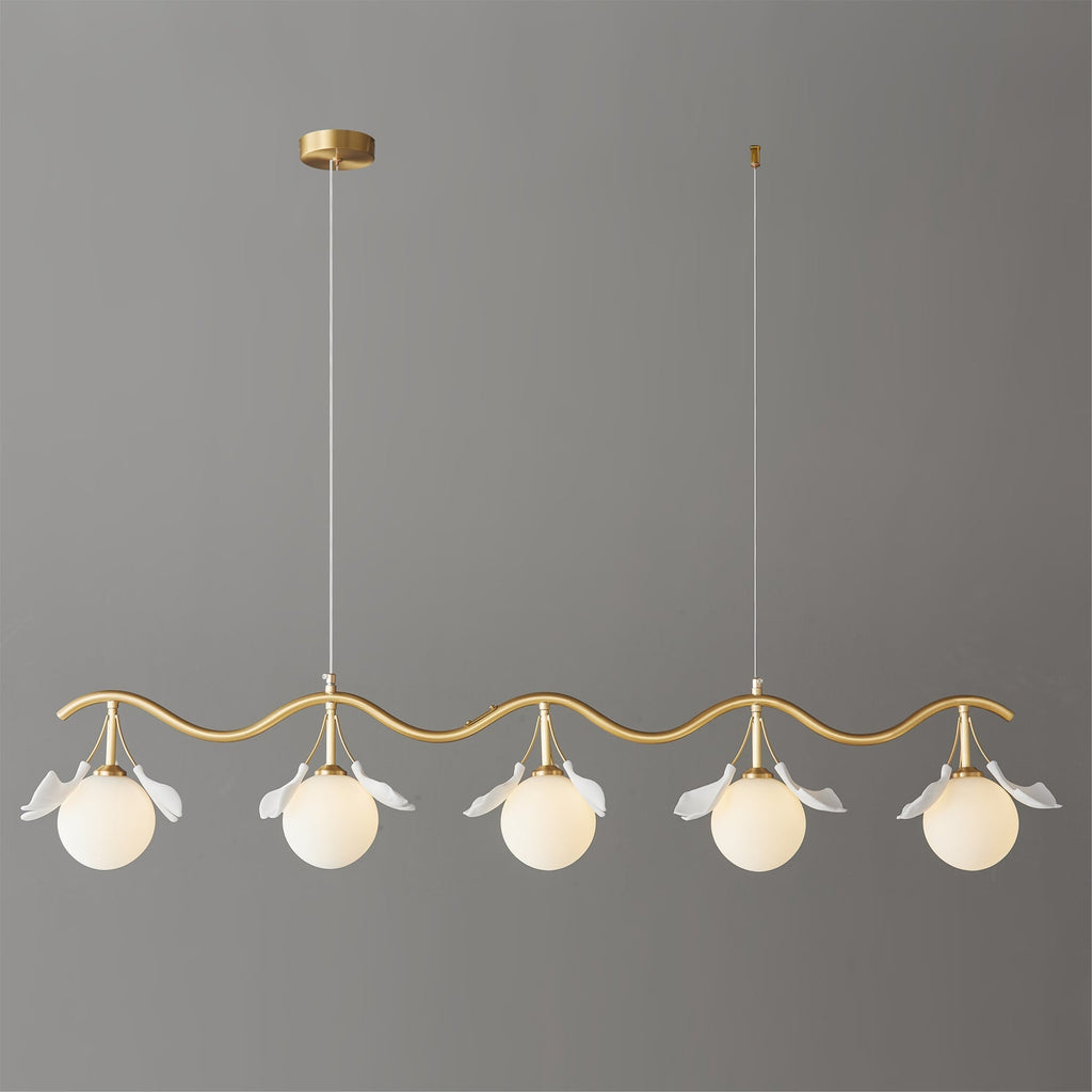 Allanie Gingko Chandelier Brass Globe Leaf Linear