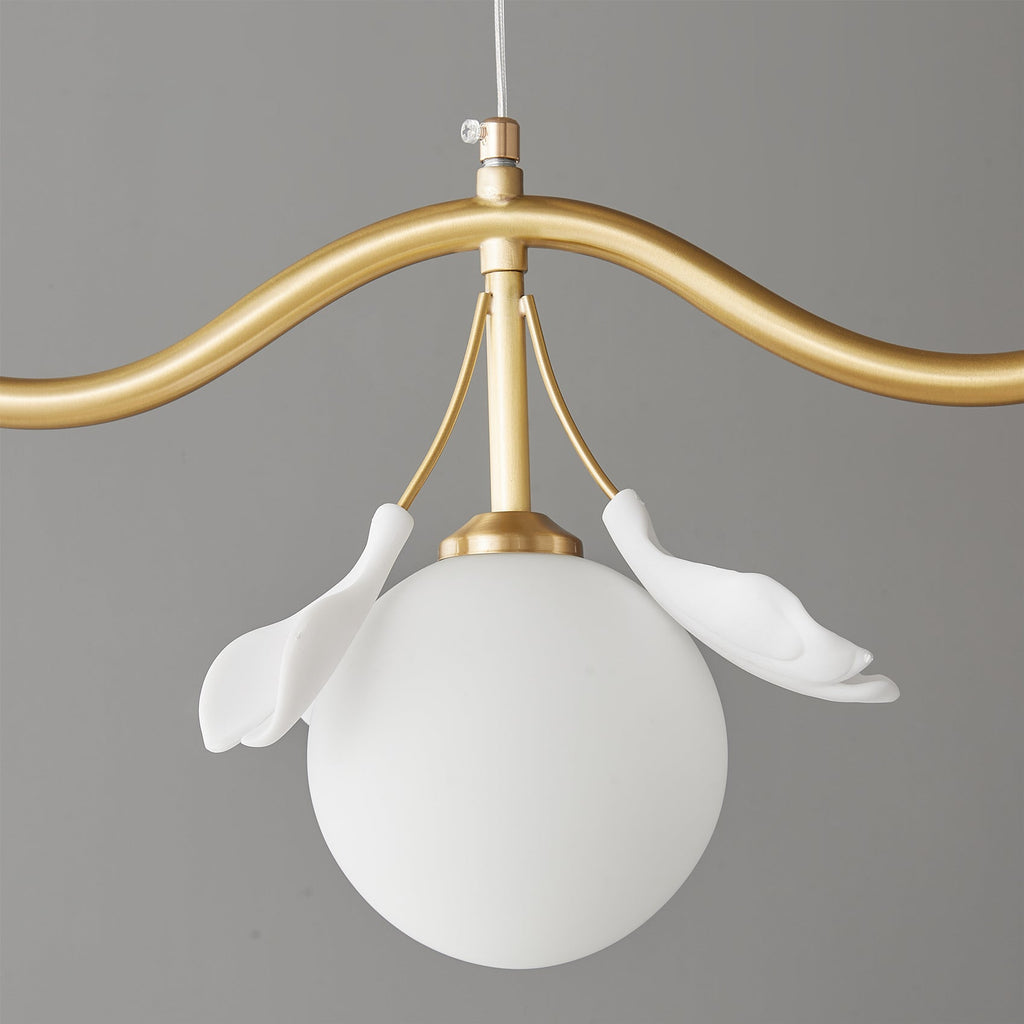 Allanie Gingko Chandelier Brass Globe Leaf Linear