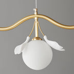 Allanie Gingko Chandelier Brass Globe Leaf Linear
