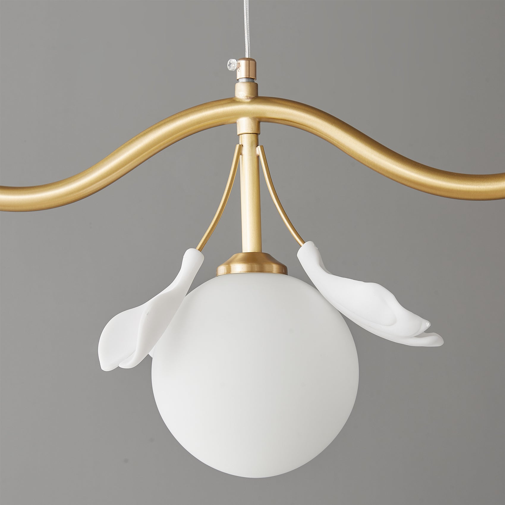 Allanie Gingko Chandelier Brass Globe Leaf Linear