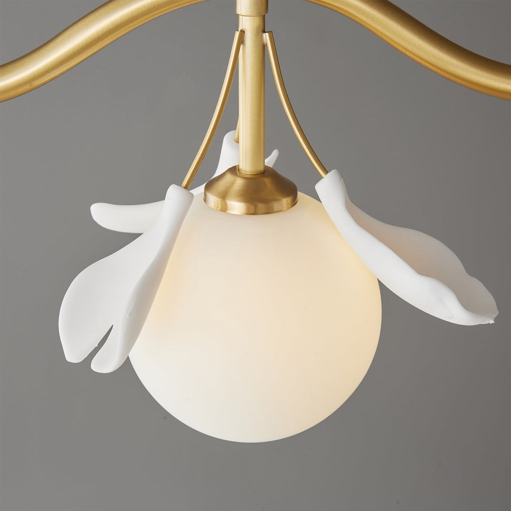 Allanie Gingko Chandelier Brass Globe Leaf Linear