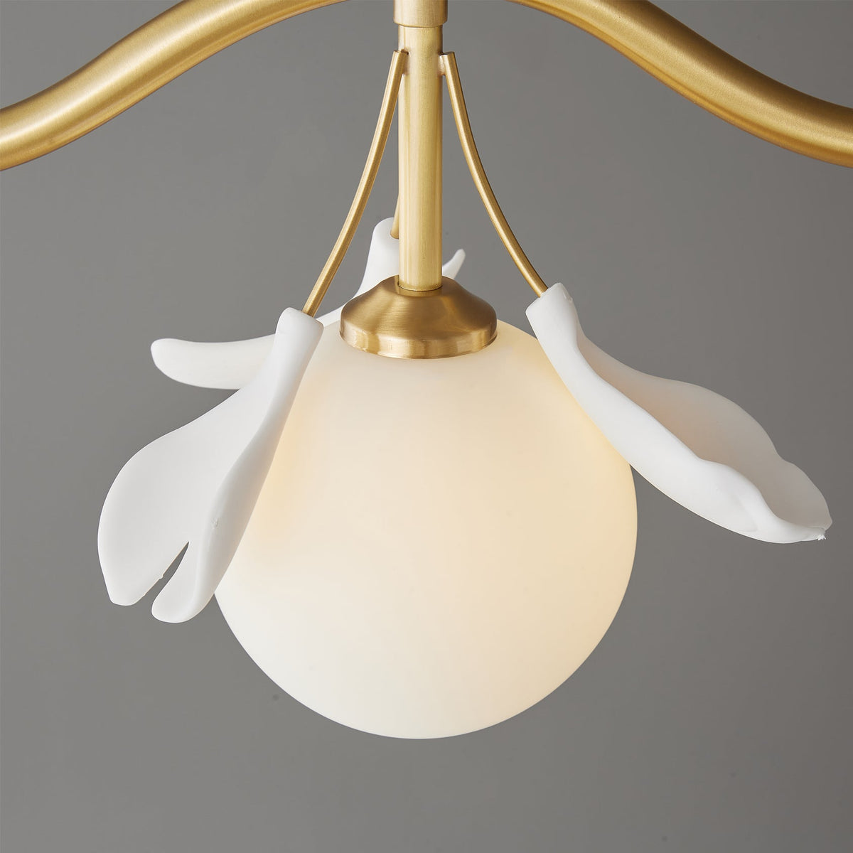 Allanie Gingko Chandelier Brass Globe Leaf Linear