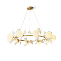 Allanie Gingko Chandelier Round Brass Globe Leaf