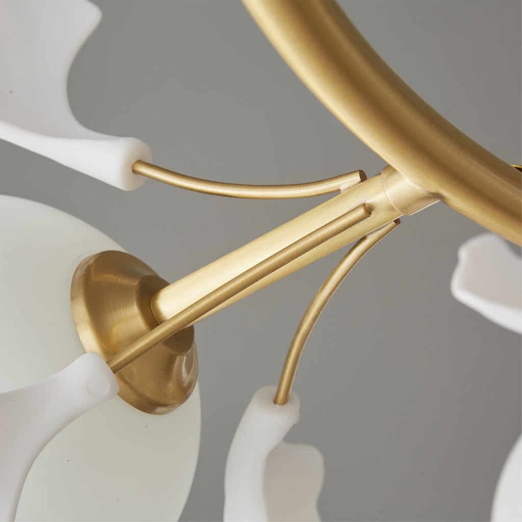 Allanie Gingko Chandelier Round Brass Globe Leaf