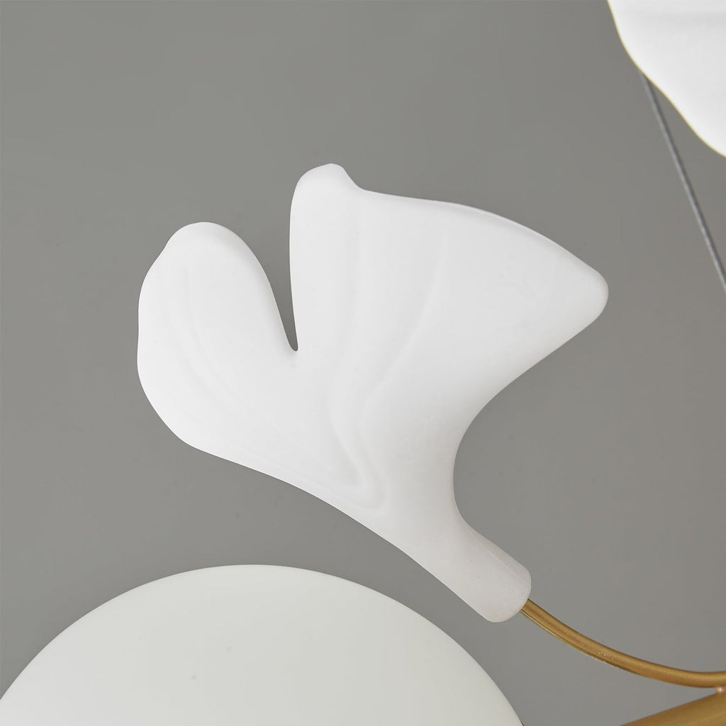 Allanie Gingko Chandelier Round Brass Globe Leaf
