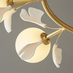 Allanie Gingko Chandelier Round Brass Globe Leaf