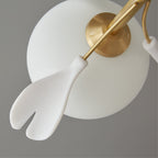 Allanie Gingko Chandelier Round Brass Globe Leaf