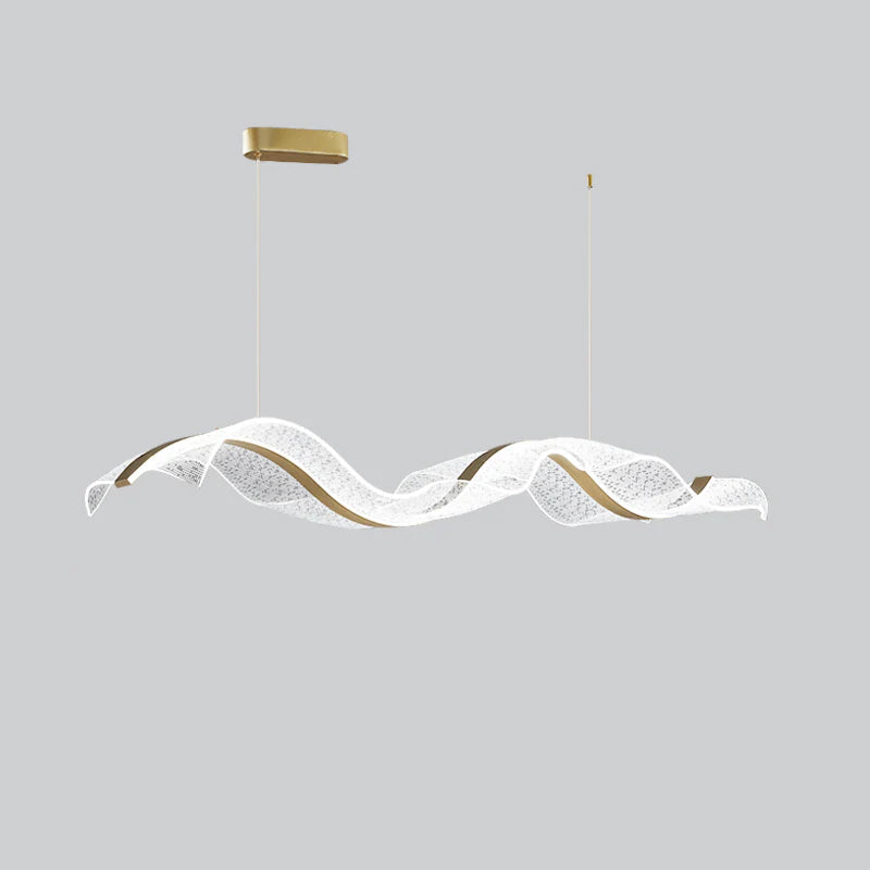 Alon Chandelier Linear Acrylic Wave Pattern Modern Art